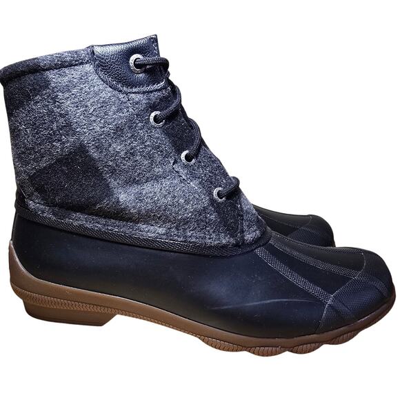 Sperry Saltwater Buffalo Check Duck Boot Msrp $110 Womens Size 8 Excellent - Picture 3 of 8
